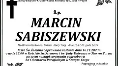 Zmarł Marcin Sabiszewski. Miał 43 lata.