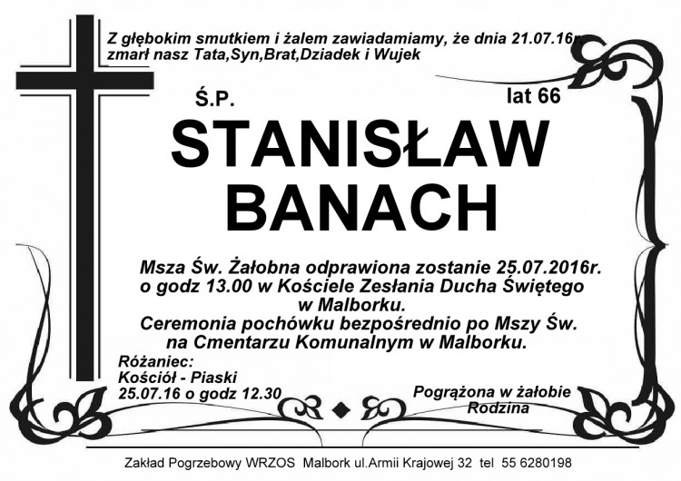 Zmarł Stanisław Banach. żył 66 lat