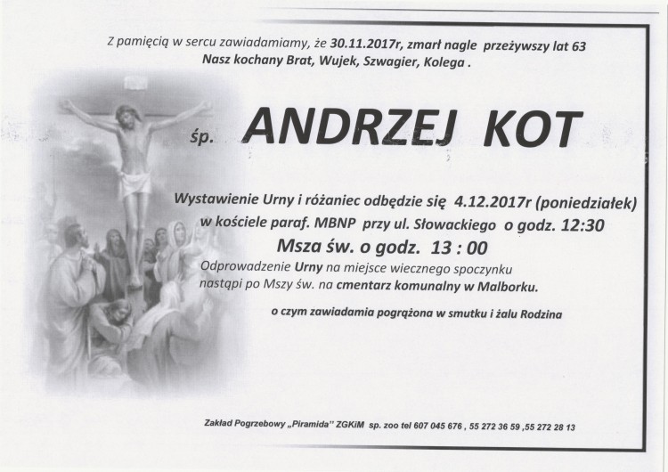 Zmarł Andrzej Kot. Żył 63 lat.