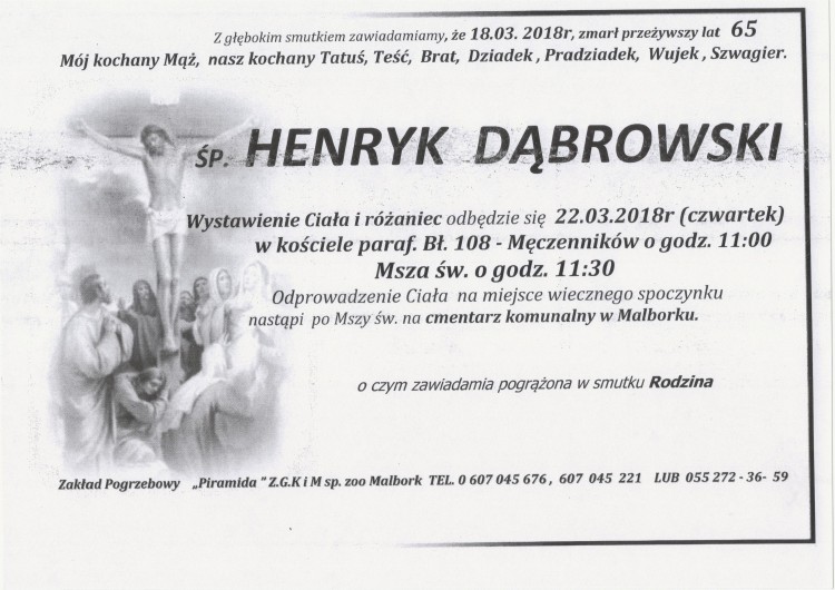 Zmarł Henryk Dąbrowski. Żył 65 lat