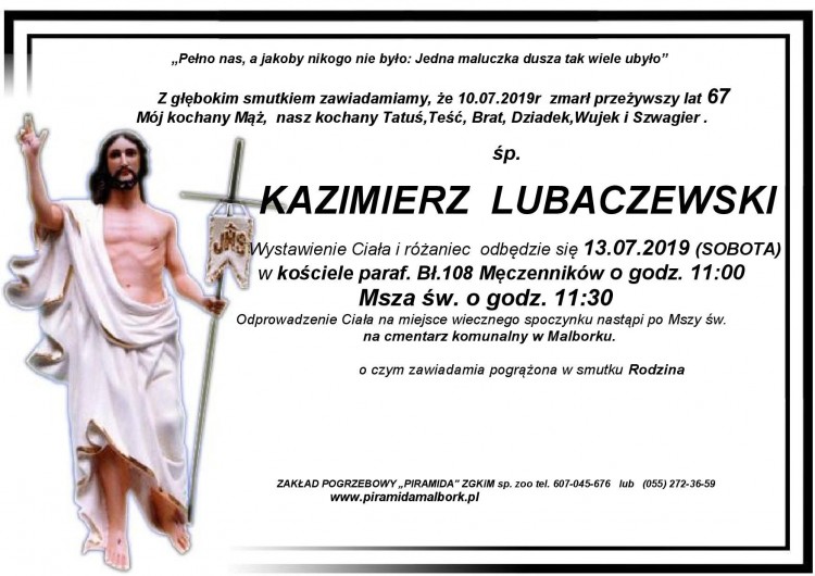 Zmarł Kazimierz Lubaczewski. Żył 67 lat.