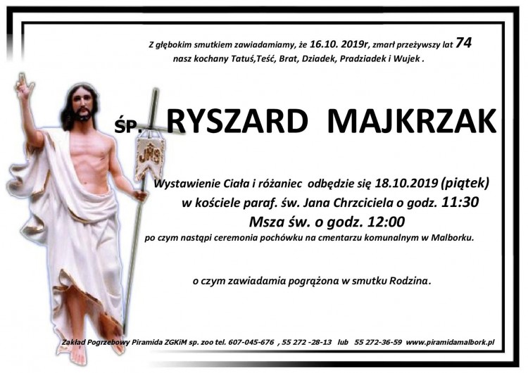 Zmarł Ryszard Majkrzak. Żył 74 lata