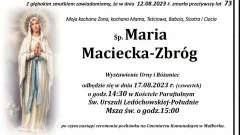 Zmarła Maria Maciecka - Zbróg. Żyła 73 lata.