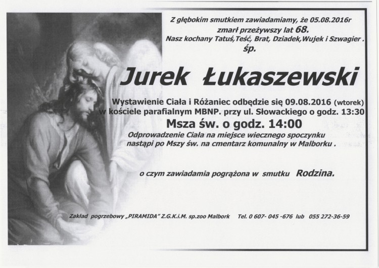 Zmarł Jurek Łukaszewski. Żył 68 lat.