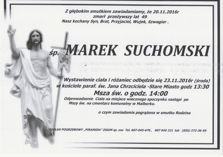 Zmarł Marek Suchomski. Żył 49 lat.