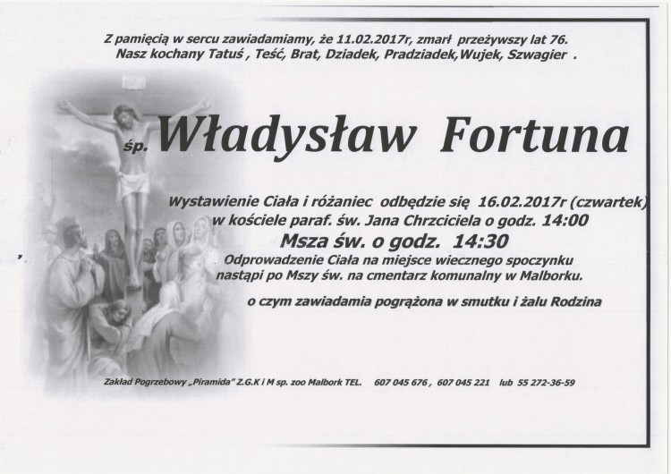 Zmarł Władysław Fortuna. Żył 76 lat.