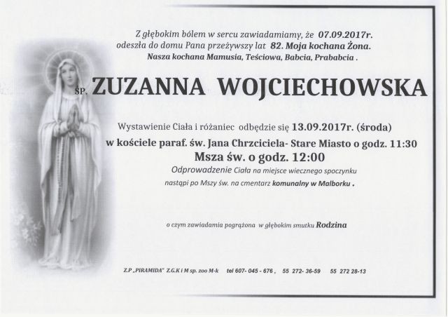Zmarła Zuzanna Wojciechowska. Żyła 82 lat.