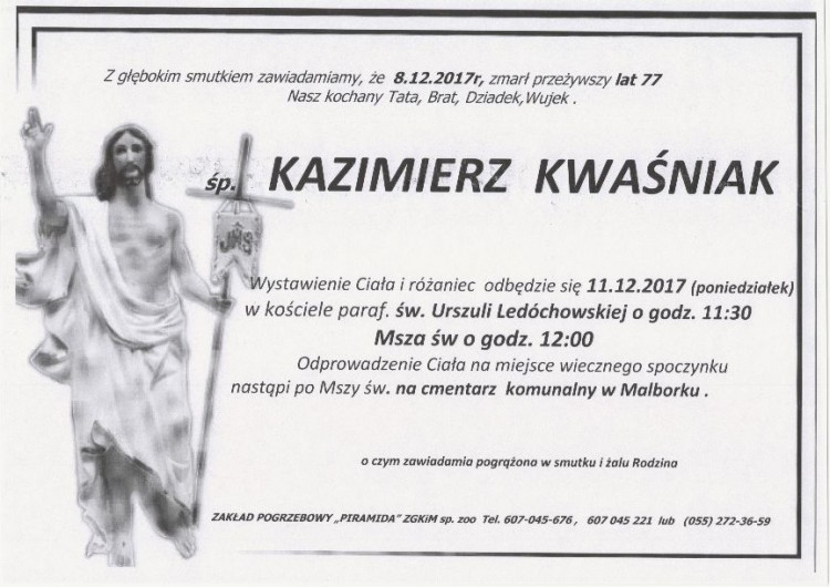 Zmarł Kazimierz Kwaśniak. Żył 77 lat