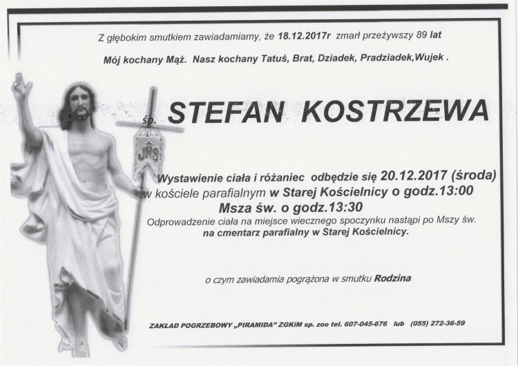 Zmarł Stefan Kostrzewa. Żył 89 lat.
