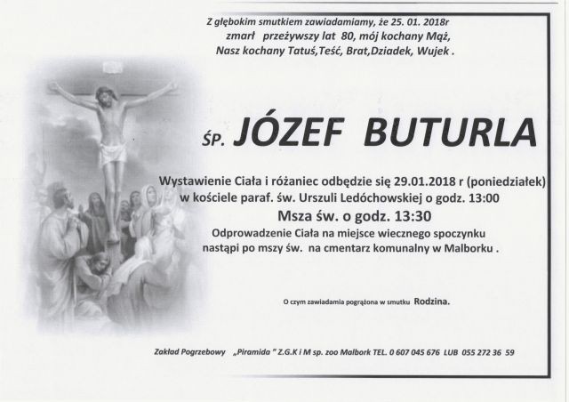 Zmarł Józef Buturla. Żył 80 lat.