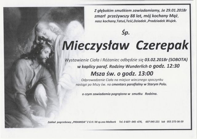 Zmarł Mieczysław Czerepak. Żył 88 lat.