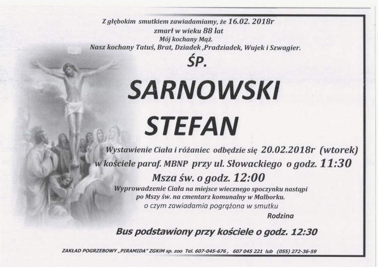 Zmarł Stefan Sarnowski. Żył 88 lat.