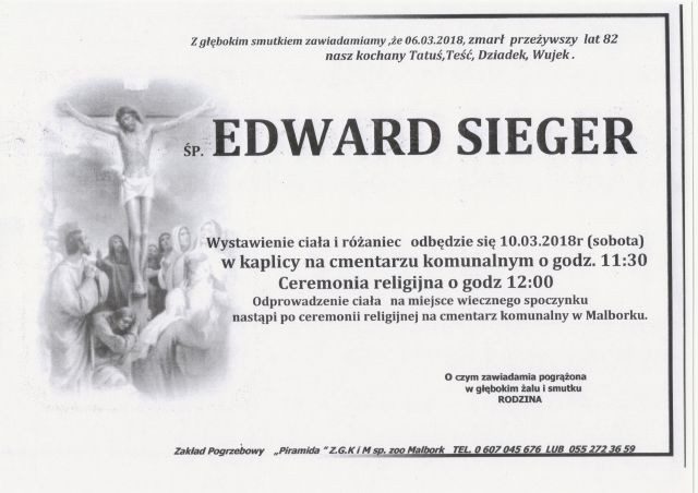 Zmarł Edward Sieger. Żył 82 lata.