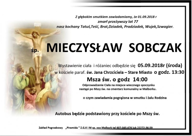 Zmarł Mieczysław Sobczak. Żył 77 lat