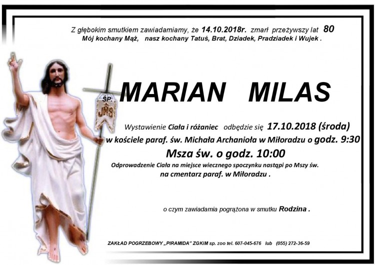 Zmarł Marian Milas. Żył 80 lat