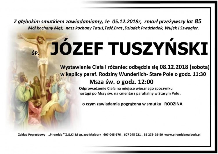 Zmarł Józef Tuszyński. Żył 85 lat.
