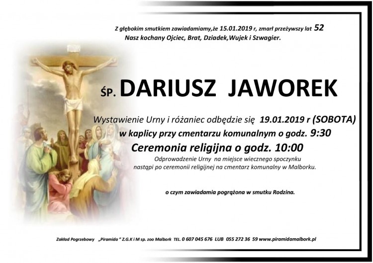 Zmarł Dariusz Jaworek. Żył 52 lata.