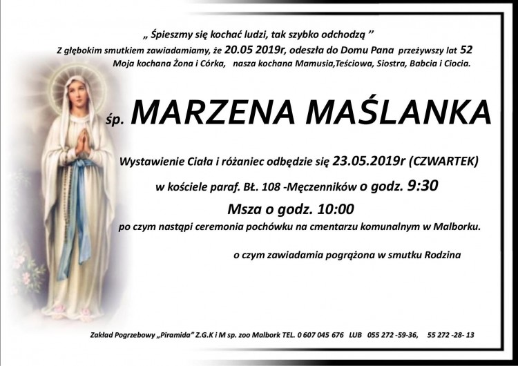 Zmarła Marzena Maślanka. Żyła 52 lata