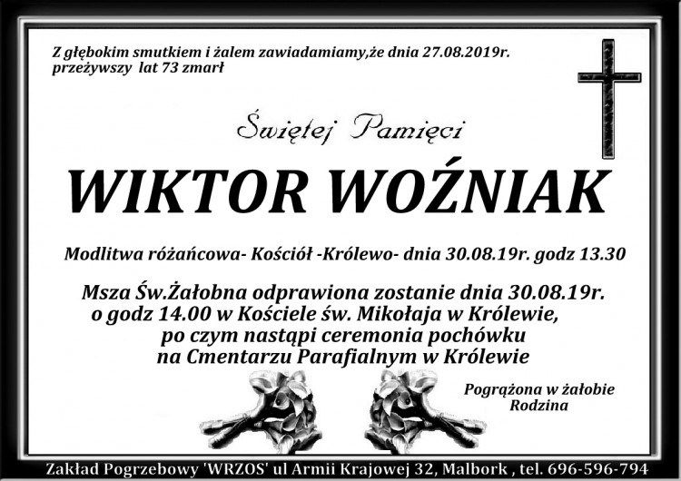 Zmarł Wiktor Woźniak. Żył 73 lata.