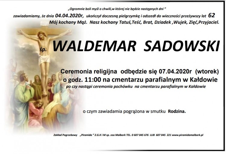 Zmarł Waldemar Sadowski. Żył 62 lata.