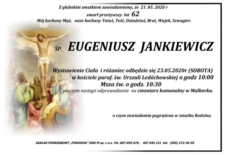 Zmarł Eugeniusz Jankiewicz. Żył 62 lata.
