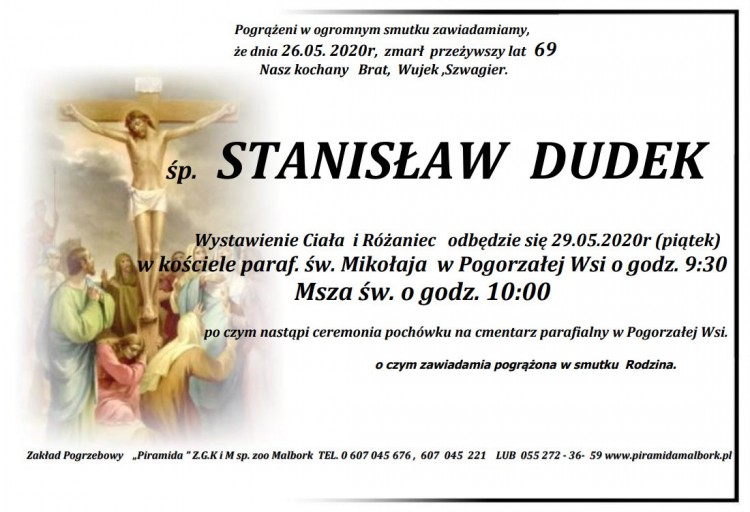 Zmarł Stanisław Dudek. Żył 69 lat.