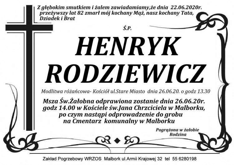 Zmarł Henryk Rodziewicz. Żył 82 lata.