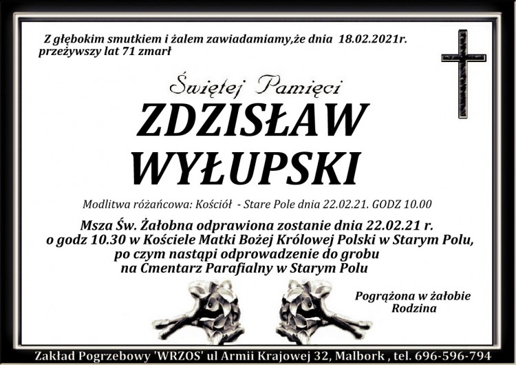 Zmarł Zdzisław Wyłupski. Żył 71 lat.