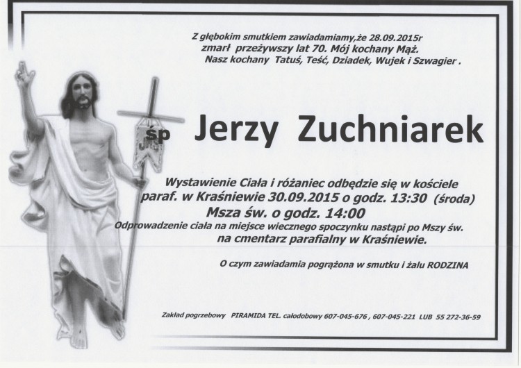 Zmarł Jerzy Zuchniarek. Żył 70 lat.