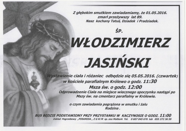 Zmarł Włodzimierz Jasiński. Żył 89 lat.